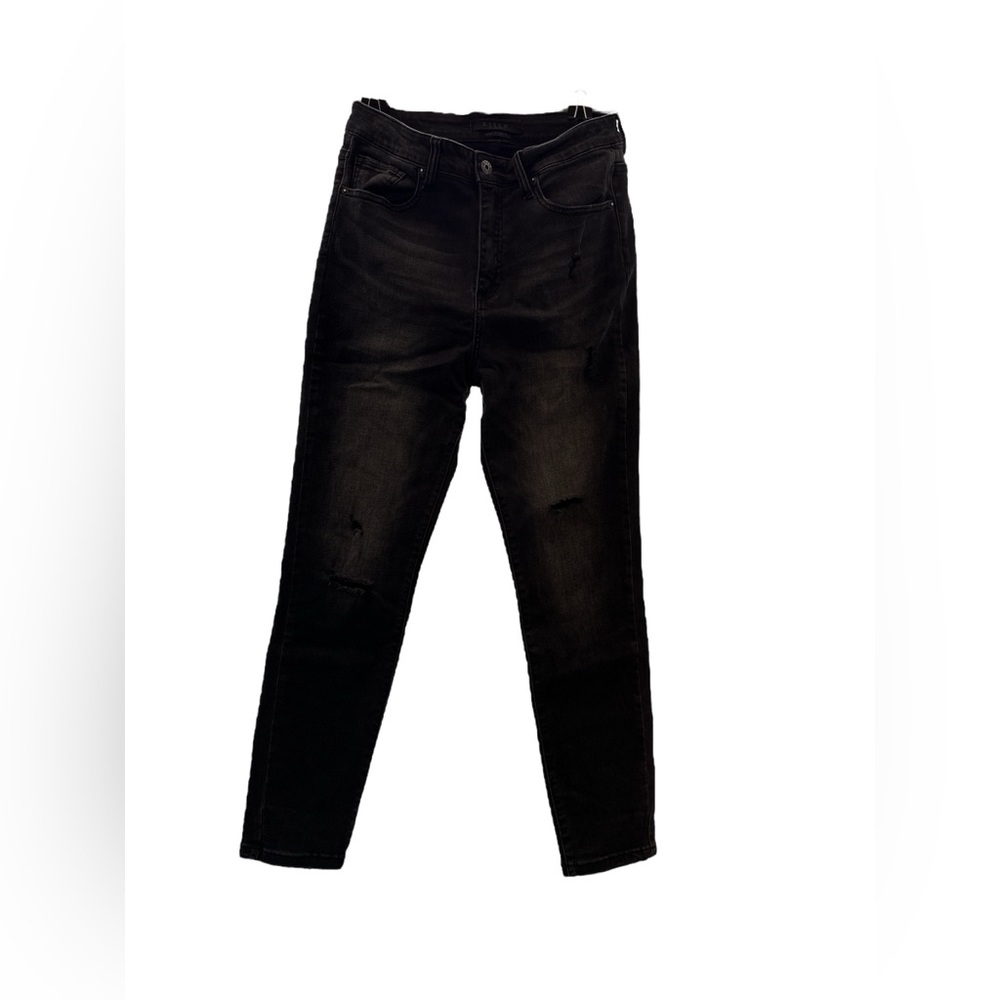 Risen Los Angeles Black Distressed Skinny Jeans Size‎ 11/30 High Rise Stretch